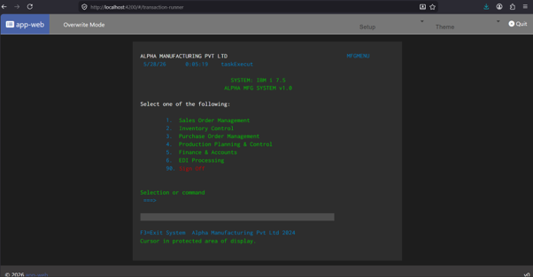 Web Terminal Main Menu
